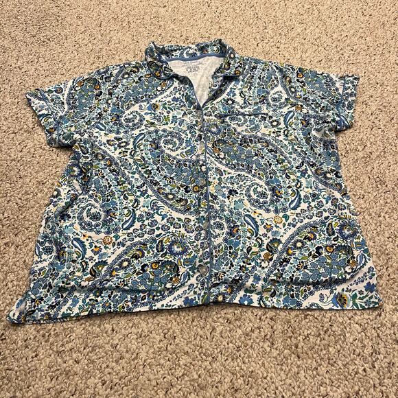 Vera Bradley Button Front Short Sleeve Pajama Top Sz 2XL Paisley Floral - Picture 1 of 6